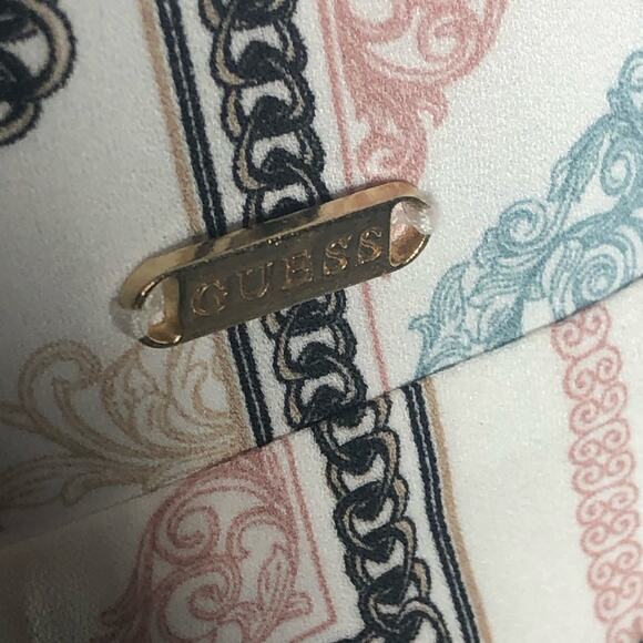 Guess Soliana Printed Wide Leg Jumpsuit Size Large Sweetheart Neck Peep Hole - Picture 8 of 16